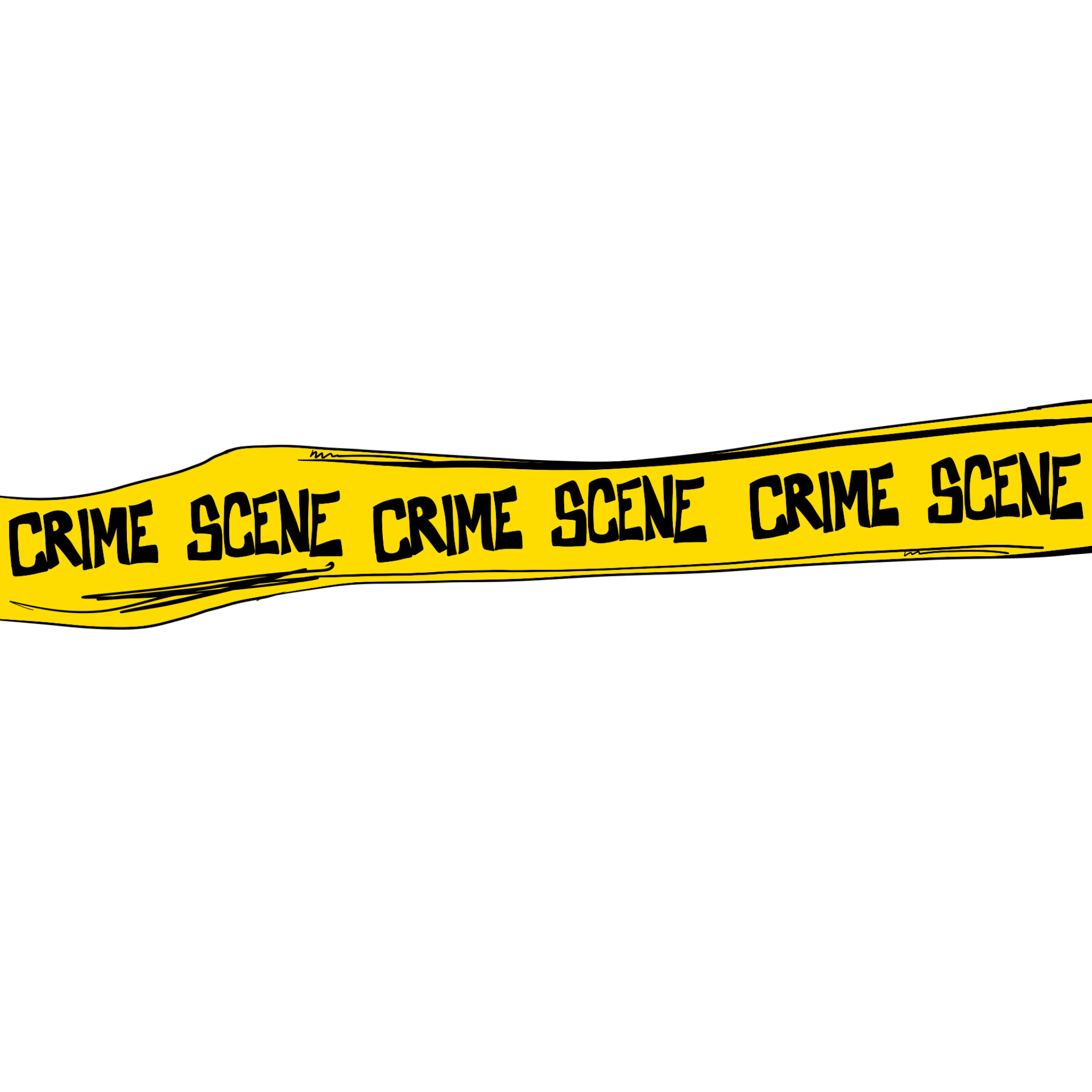 Crime scene tape foreground, authored Carny Island artwork