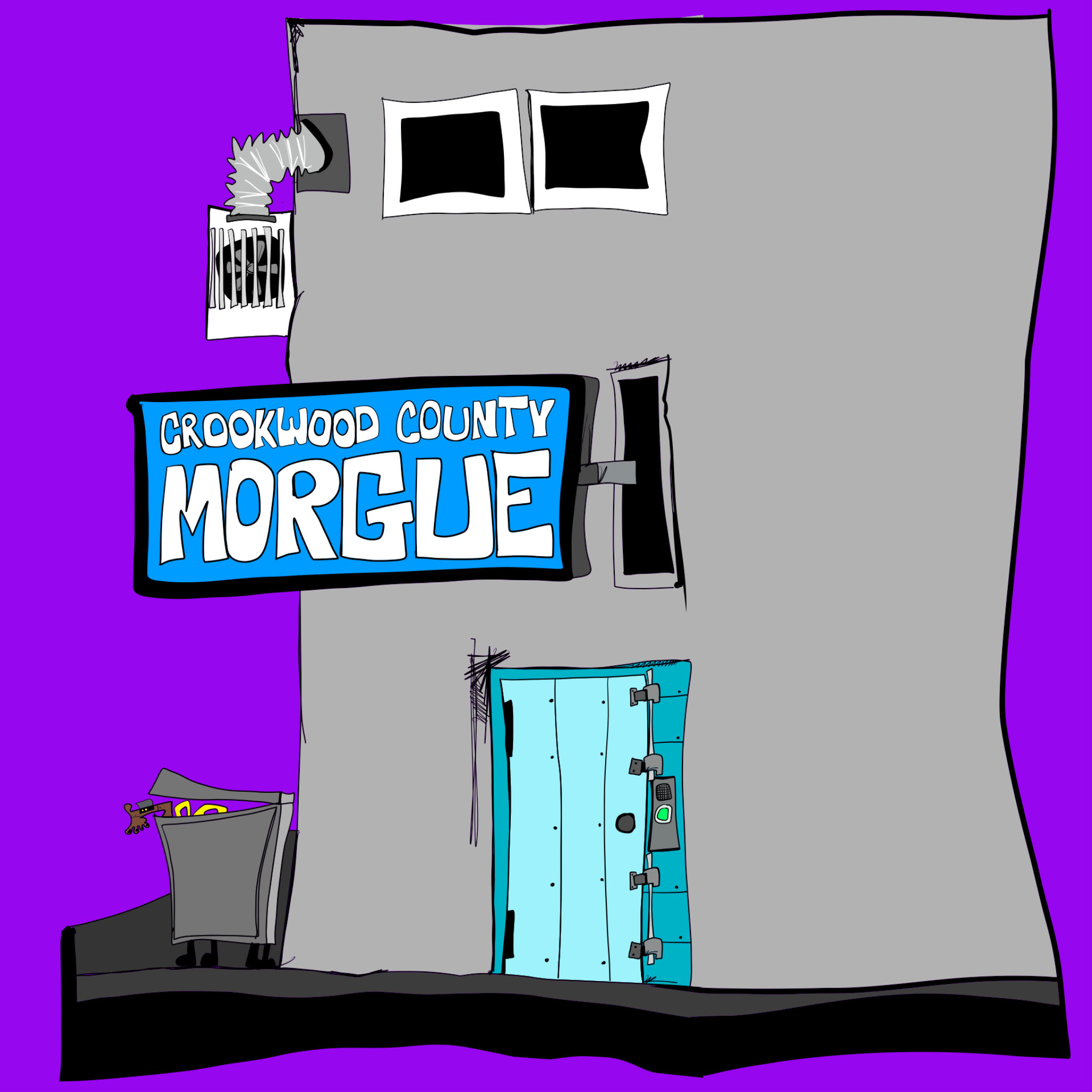 Crookwood county morgue copy, authored Carny Island artwork