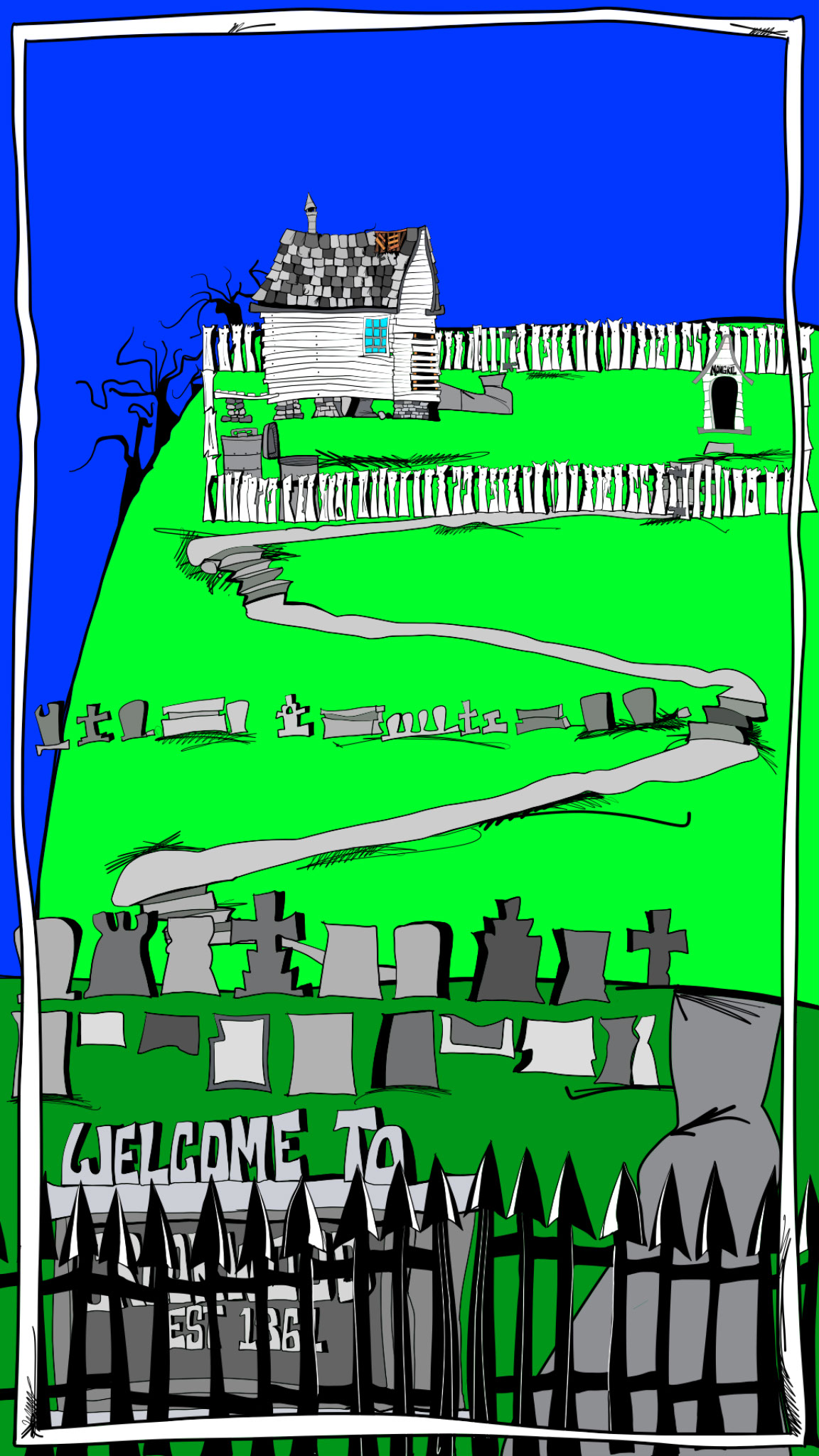 Crookwood sunny day, authored Carny Island artwork