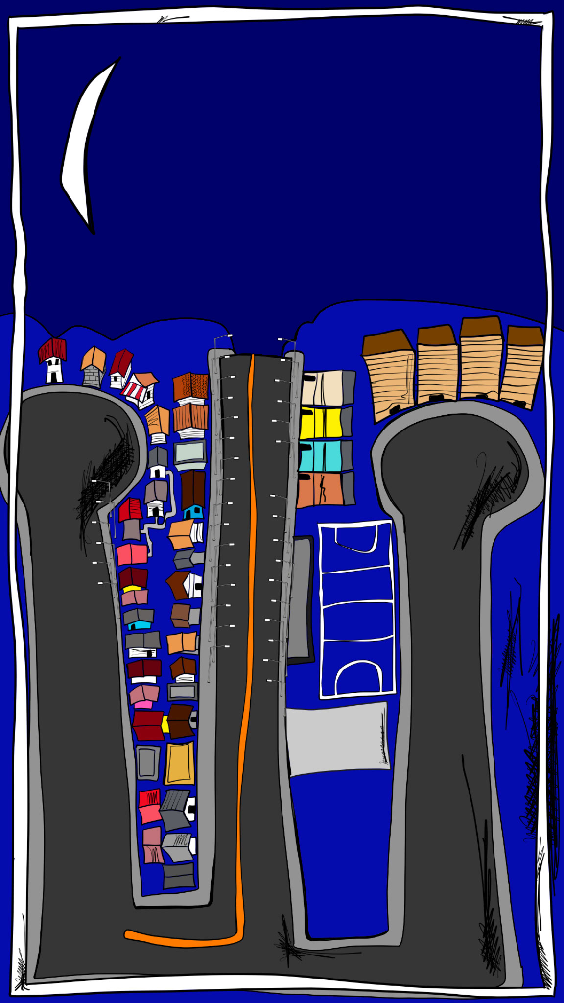 Crookwood town, authored Carny Island artwork