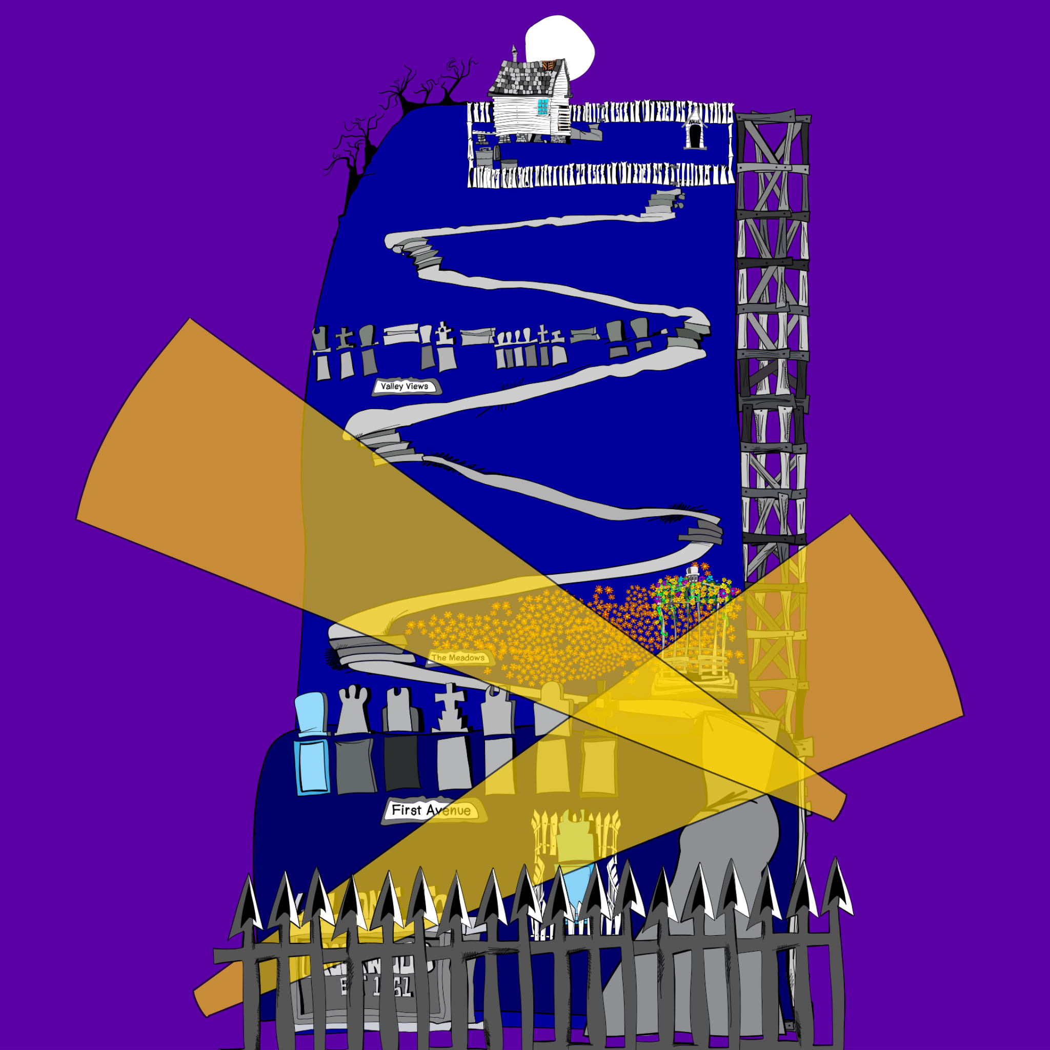 Crookwood. Big hill. Small hill. Master plan, authored Carny Island artwork