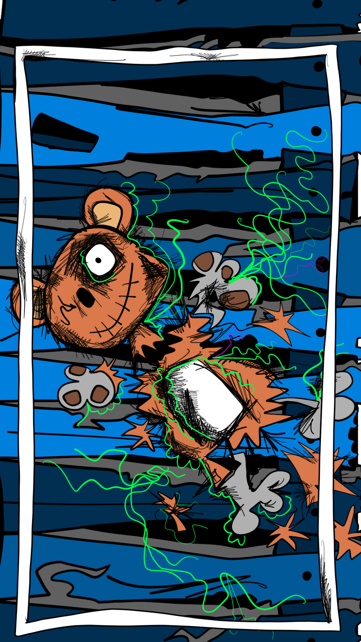 Dead bear blows up, authored Carny Island artwork
