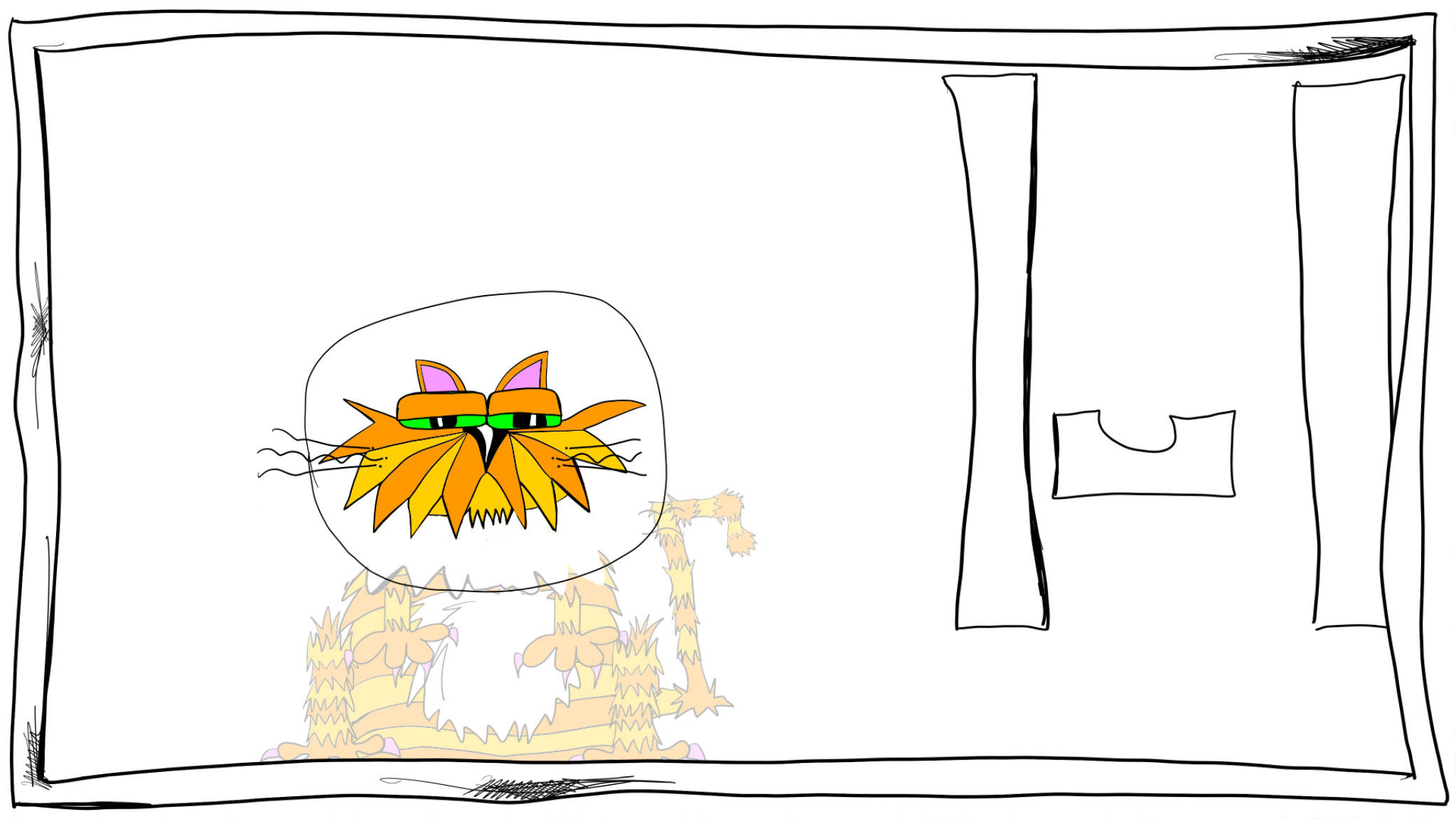 Dead cat. Head chopped off, authored Carny Island artwork