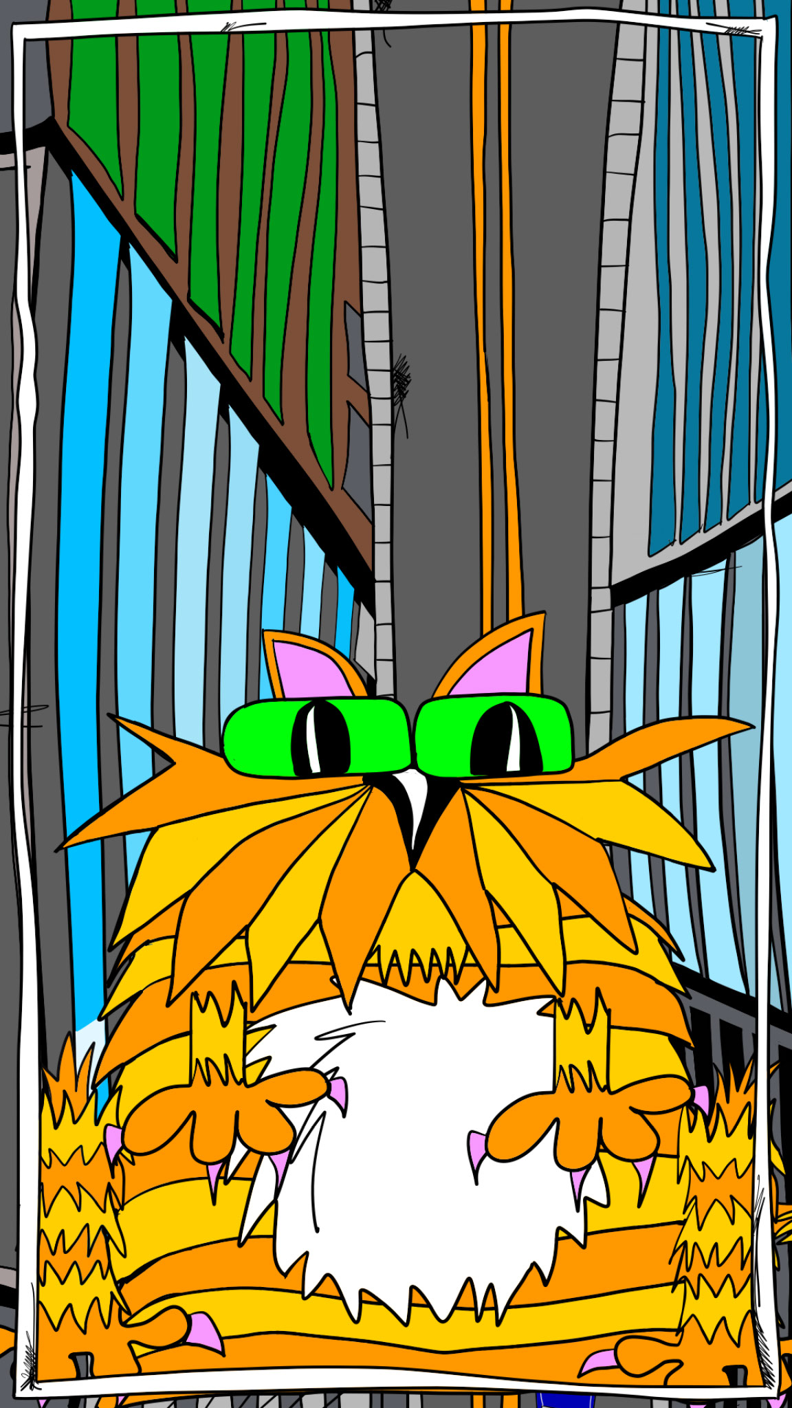 Dead. Cat. Fall off building, authored Carny Island artwork