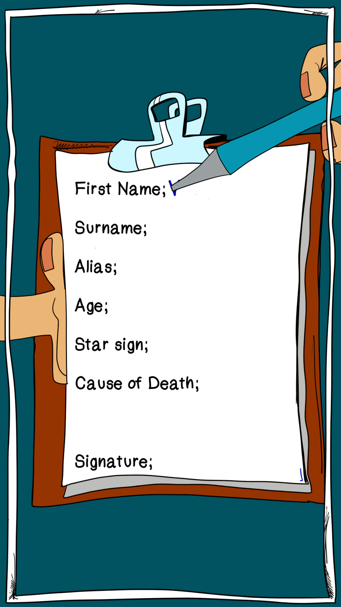 Death certificate, authored Carny Island artwork
