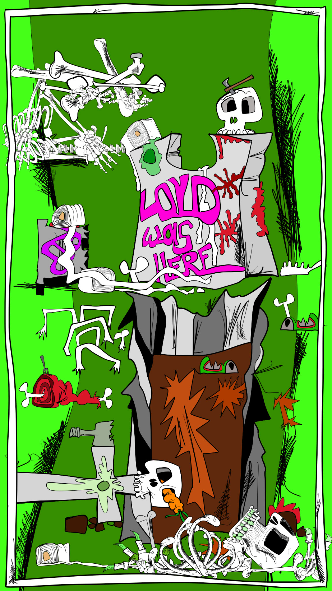 Desecrated grave, authored Carny Island artwork