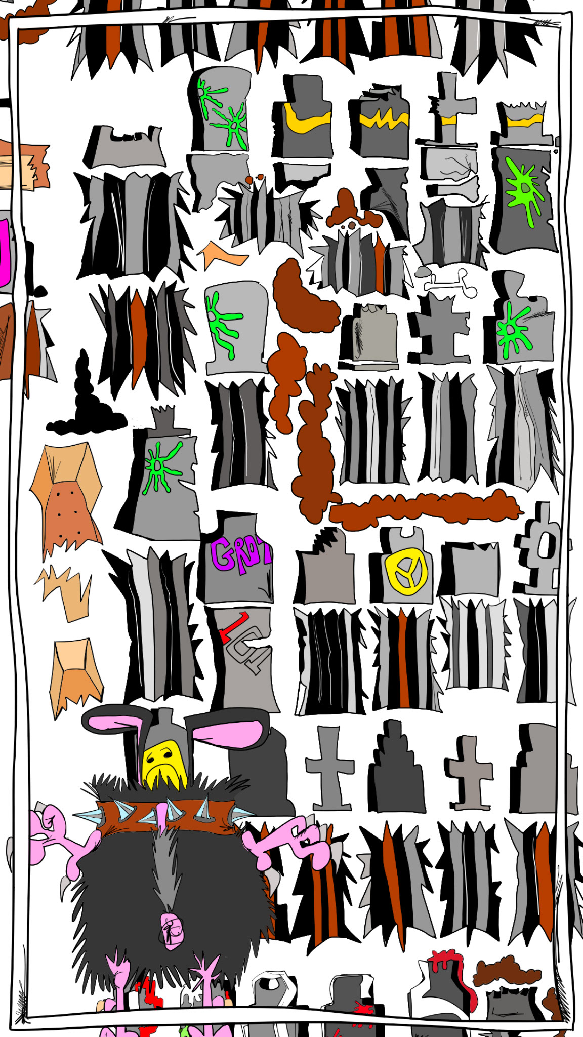 Desecrated graveyard, authored Carny Island artwork