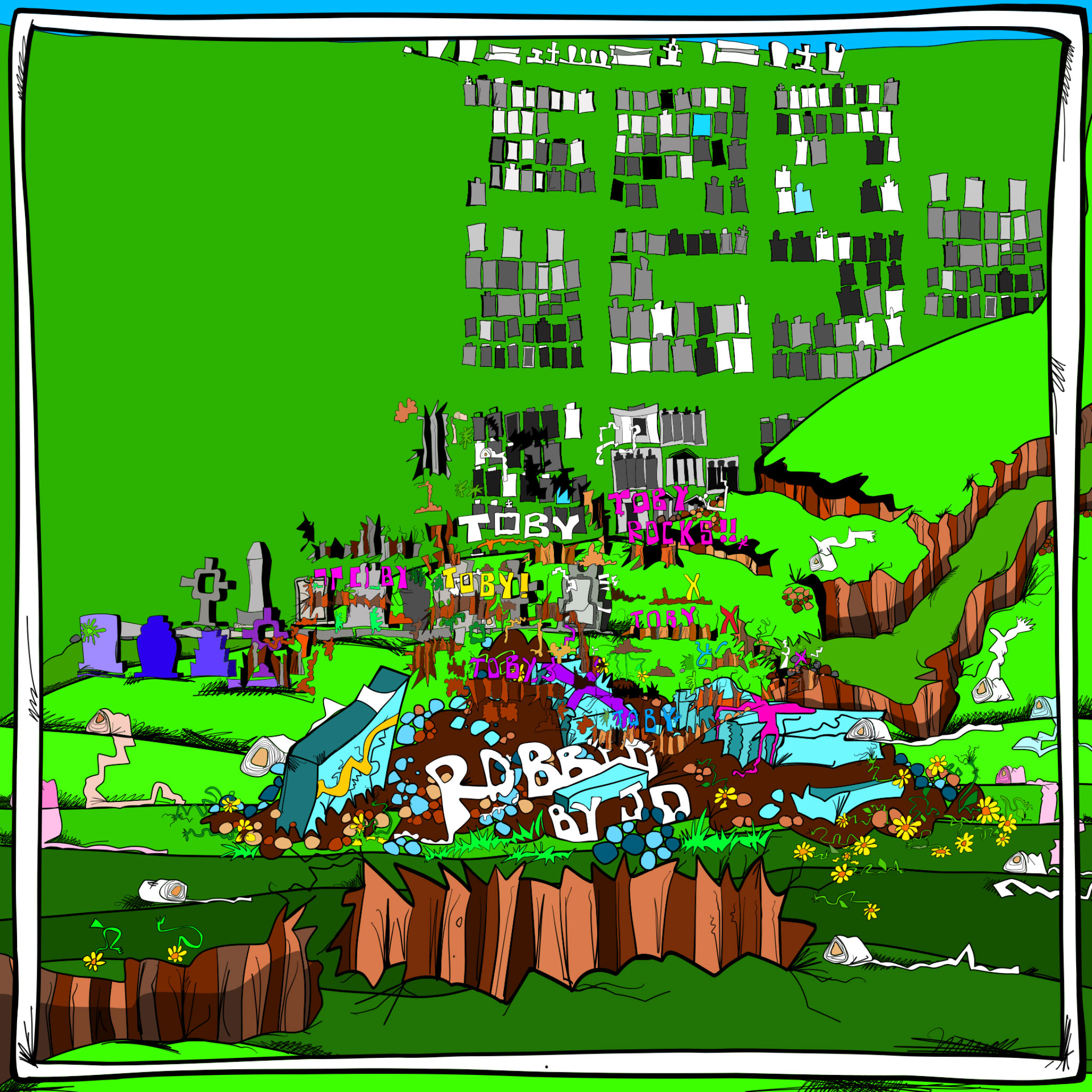 Devastated yard, authored Carny Island artwork