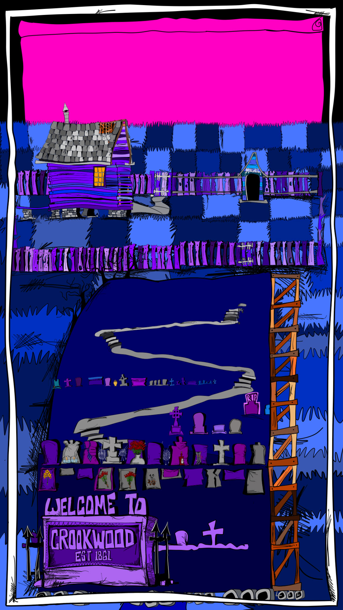 Dog house dropped in, authored Carny Island artwork