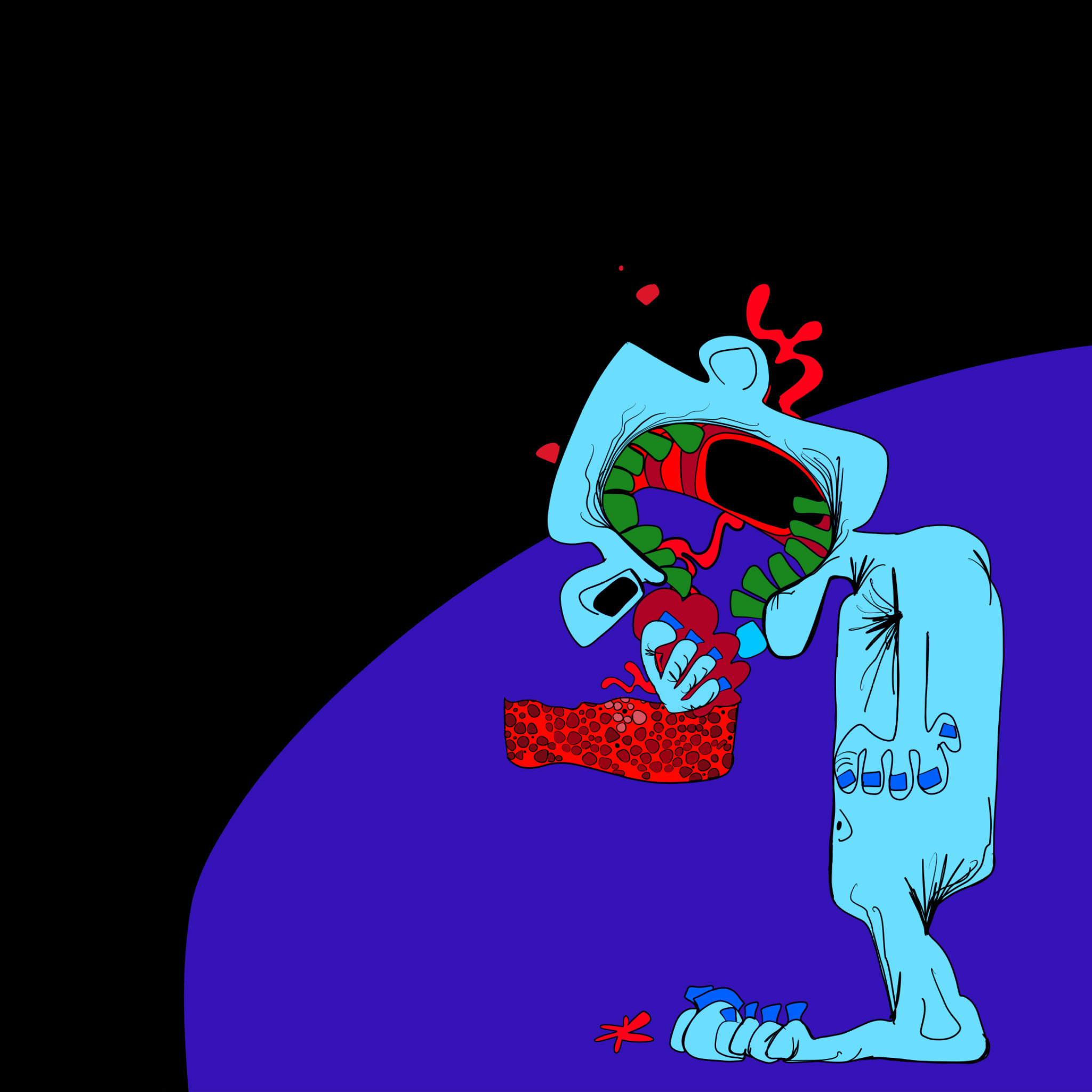 Edbert eats brain copy, authored Carny Island artwork