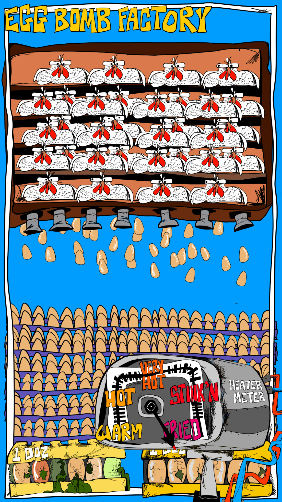 Egg bomb factory, authored Carny Island artwork