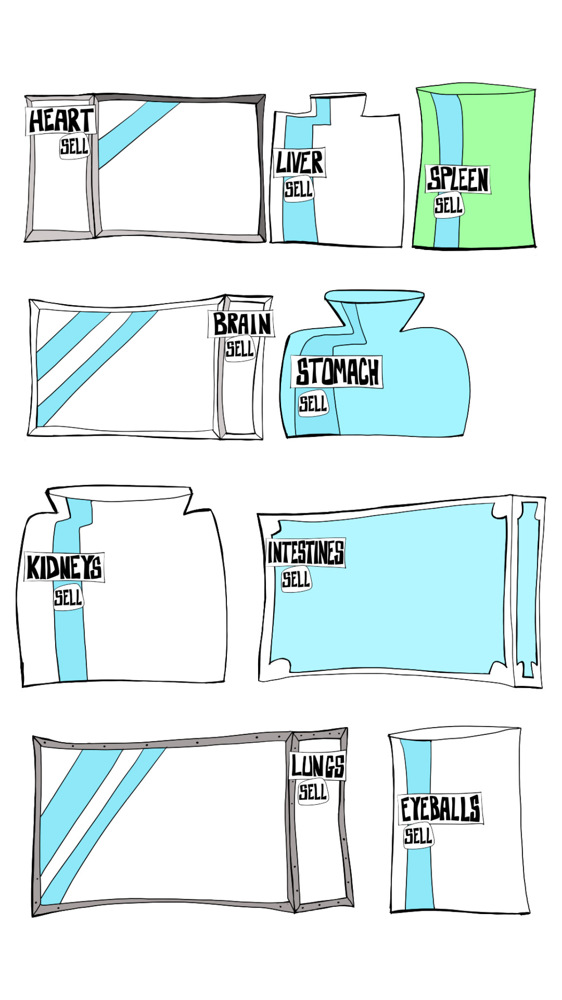 Flattened organ names layer copy, authored Carny Island artwork