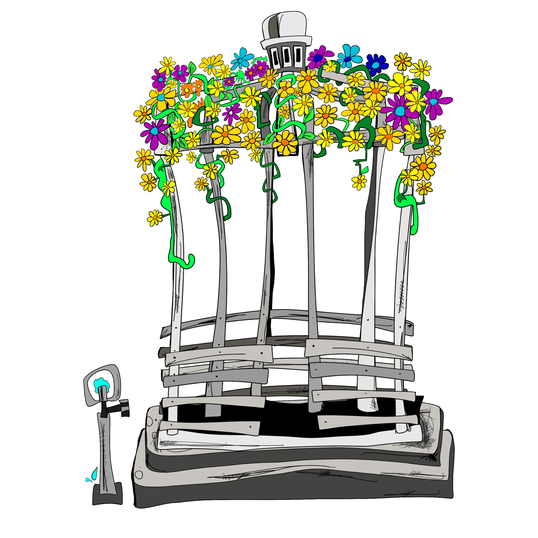 Floral rotundra, authored Carny Island artwork