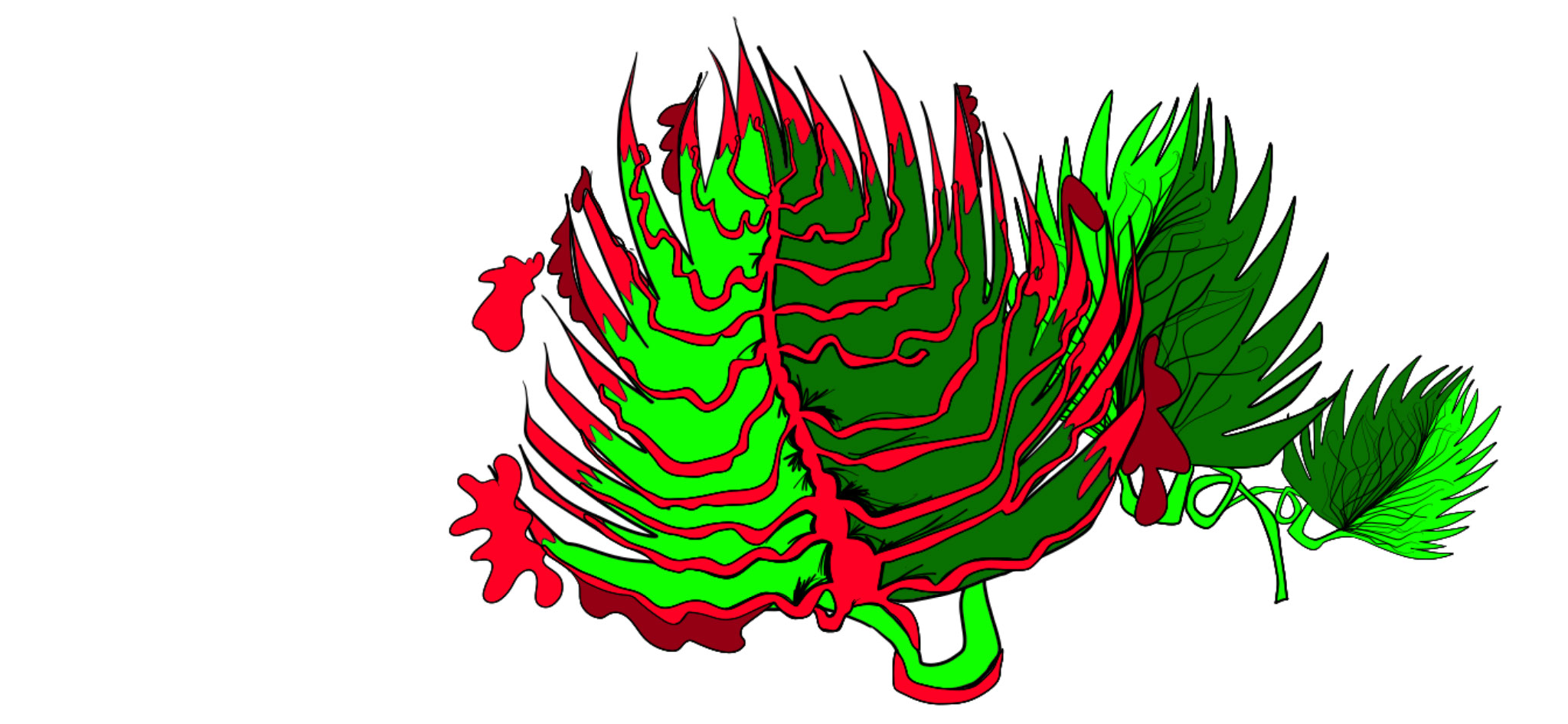 Foreground leaves, authored Carny Island artwork