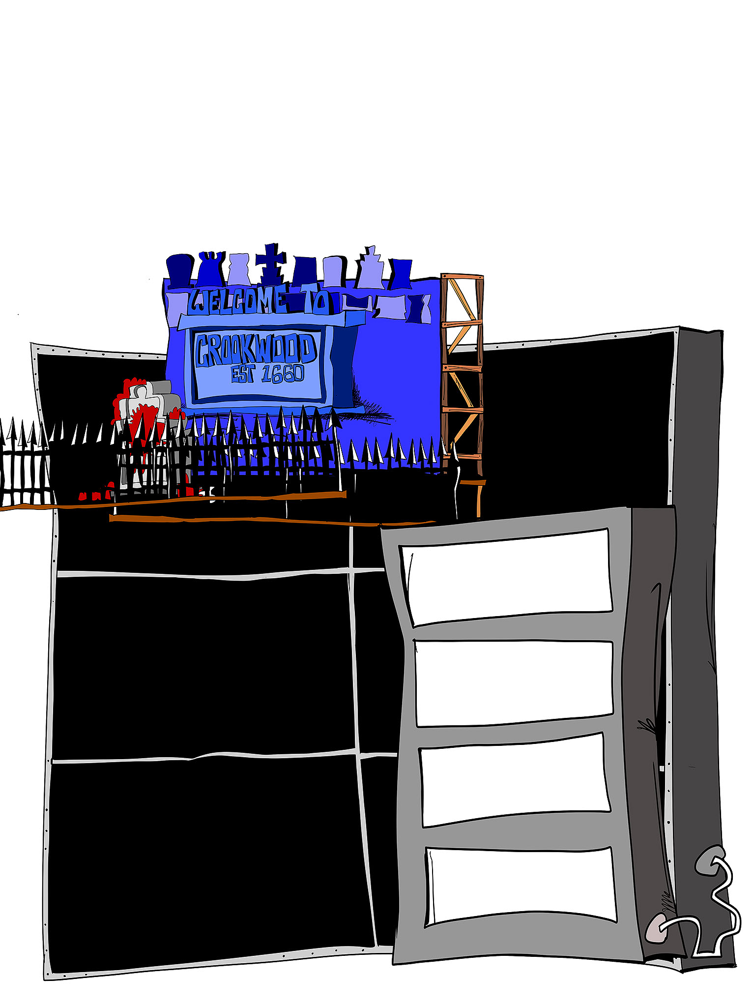 Graveyard entrance, authored Carny Island artwork