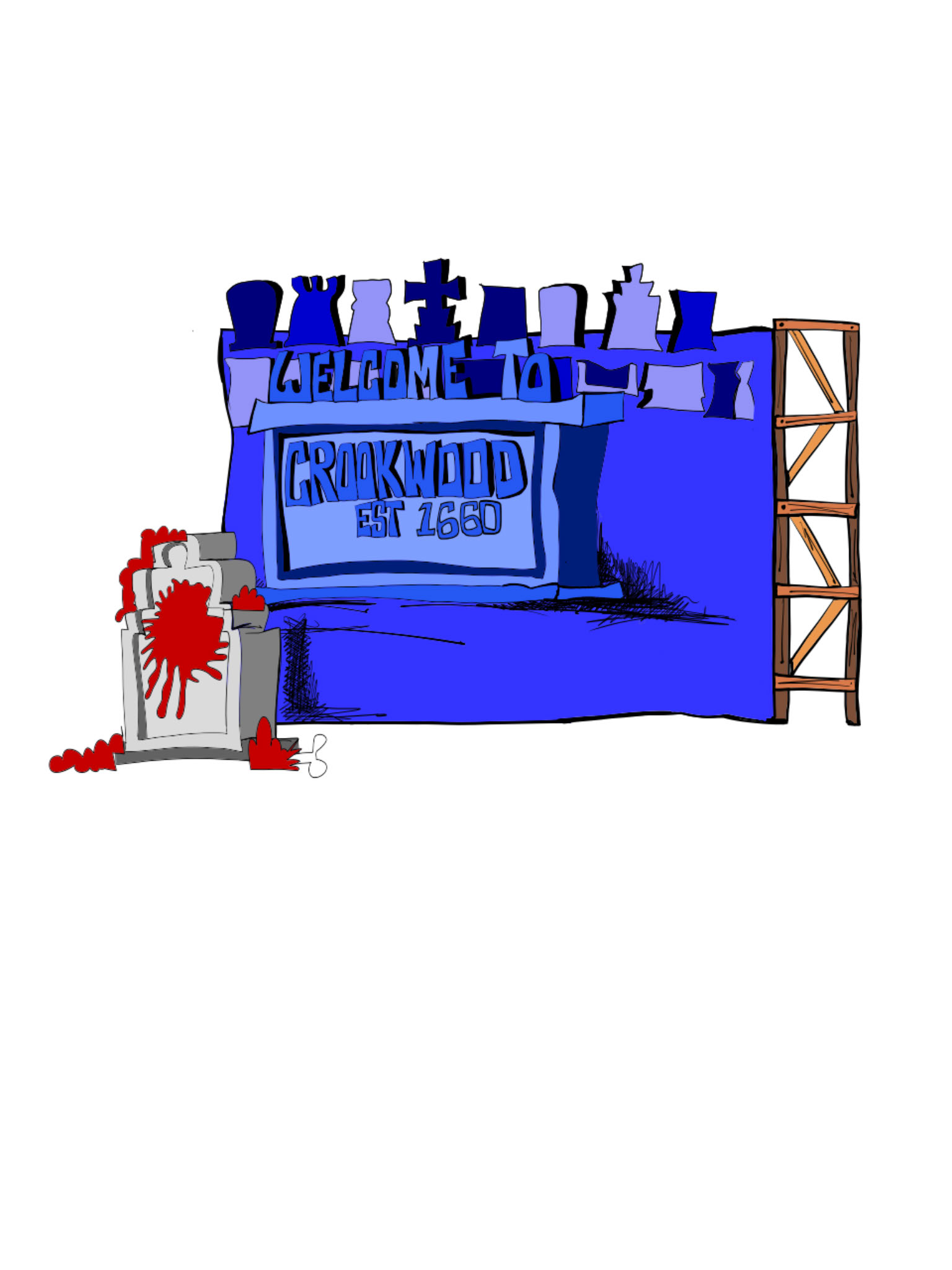Graveyard entrance flat, authored Carny Island artwork