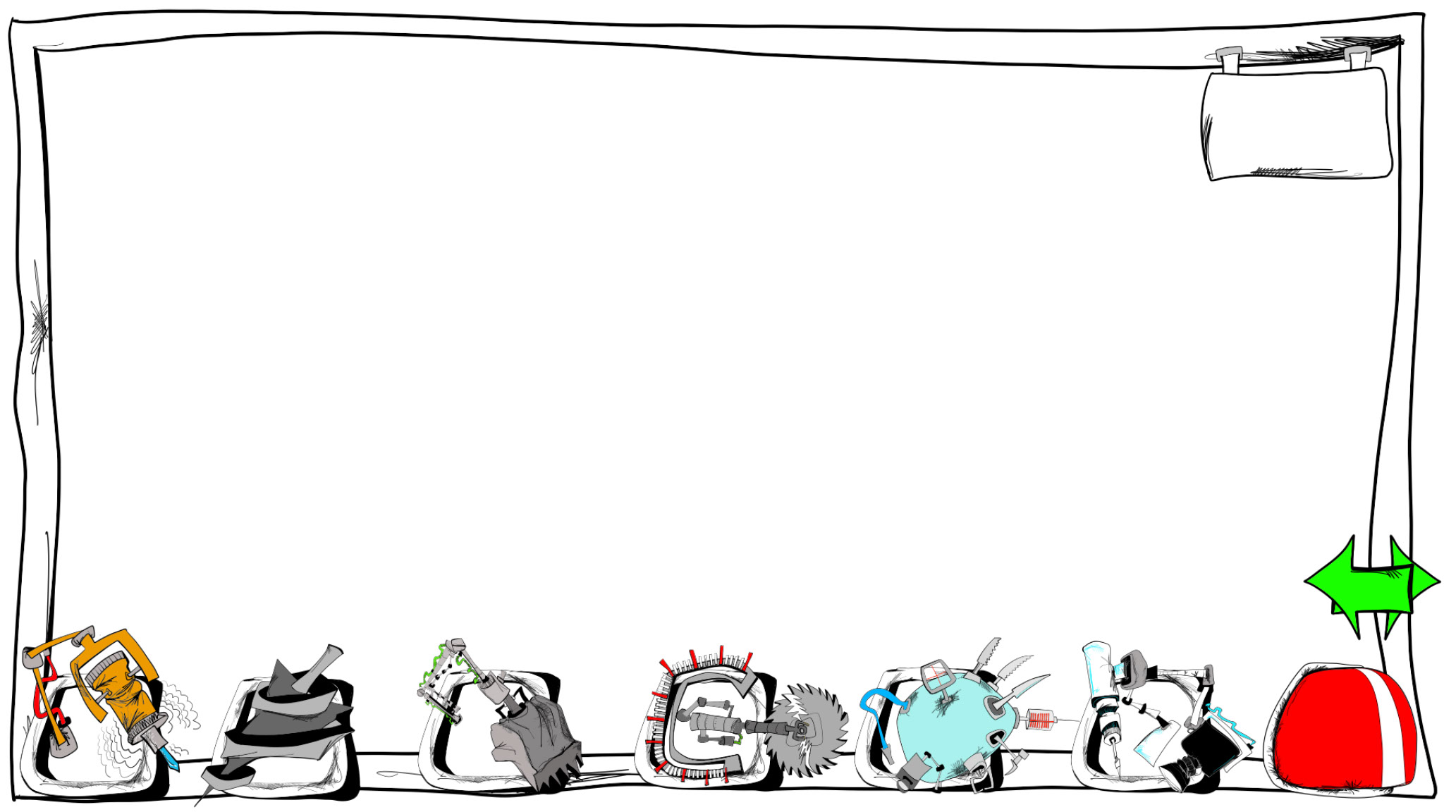 Main interface, authored Carny Island artwork