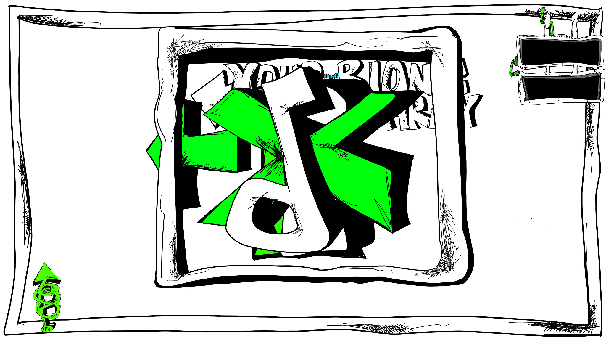 Main menu animations, authored Carny Island artwork