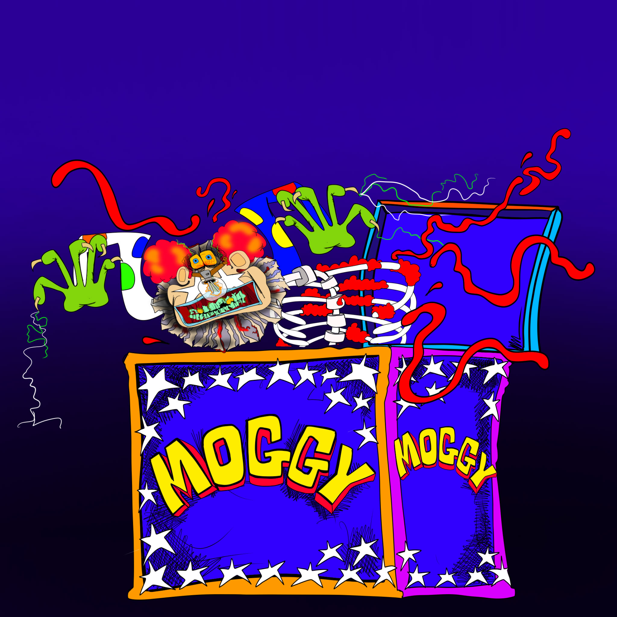 Moggy in the box 2, authored Carny Island artwork