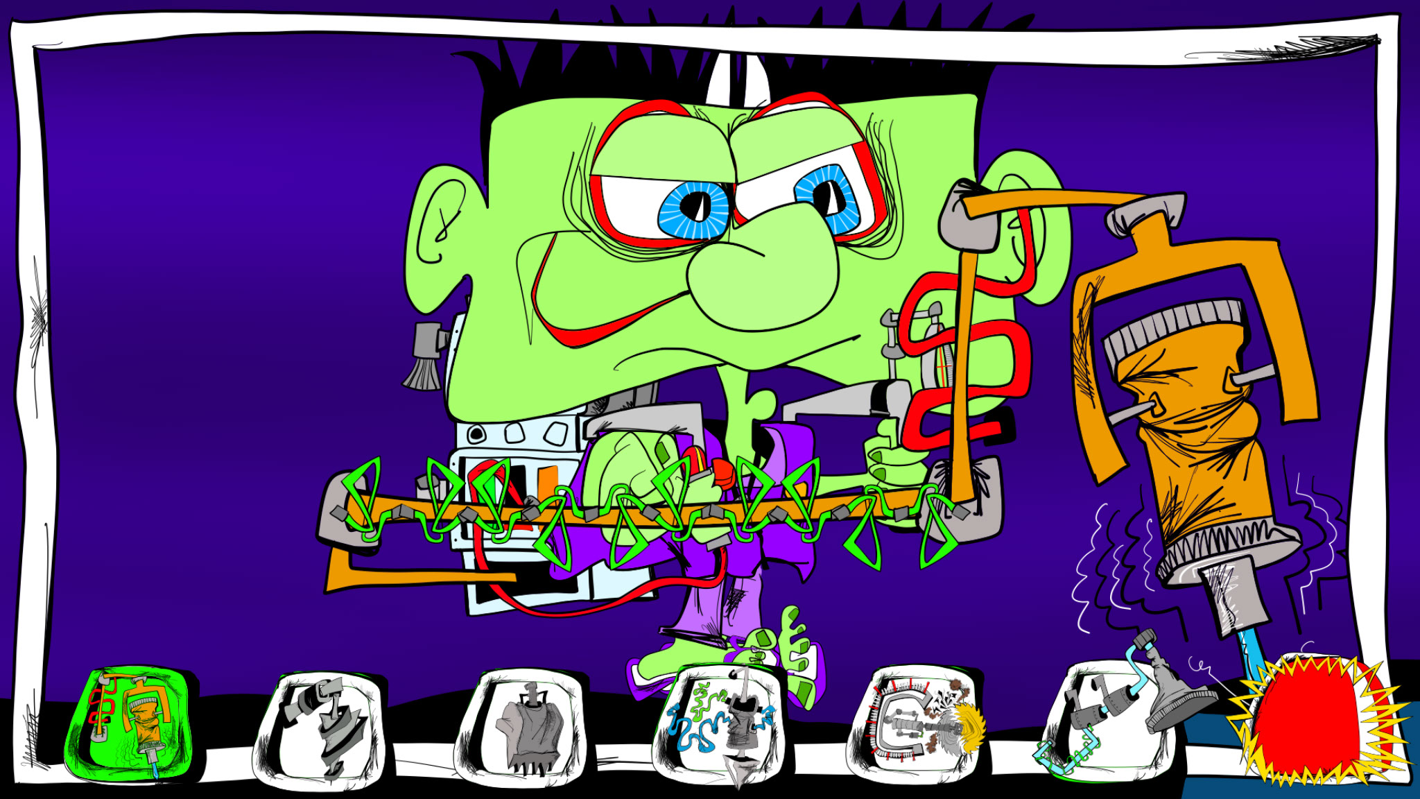Nigel. Jack hammering, authored Carny Island artwork