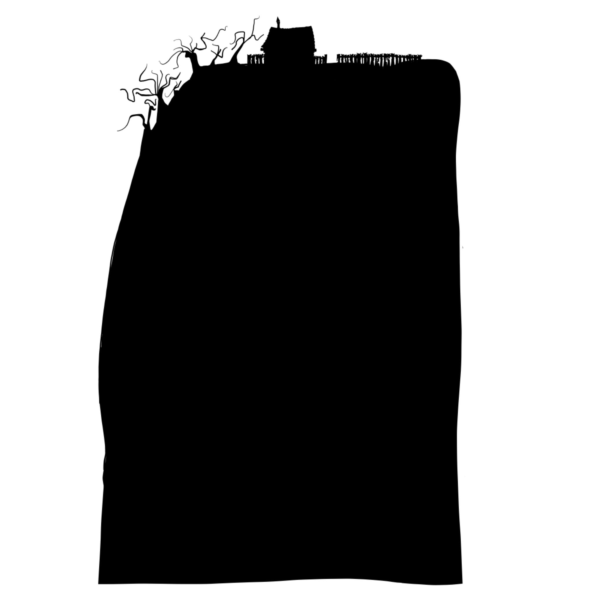 Shrift cottage background cyclorama, authored Carny Island artwork