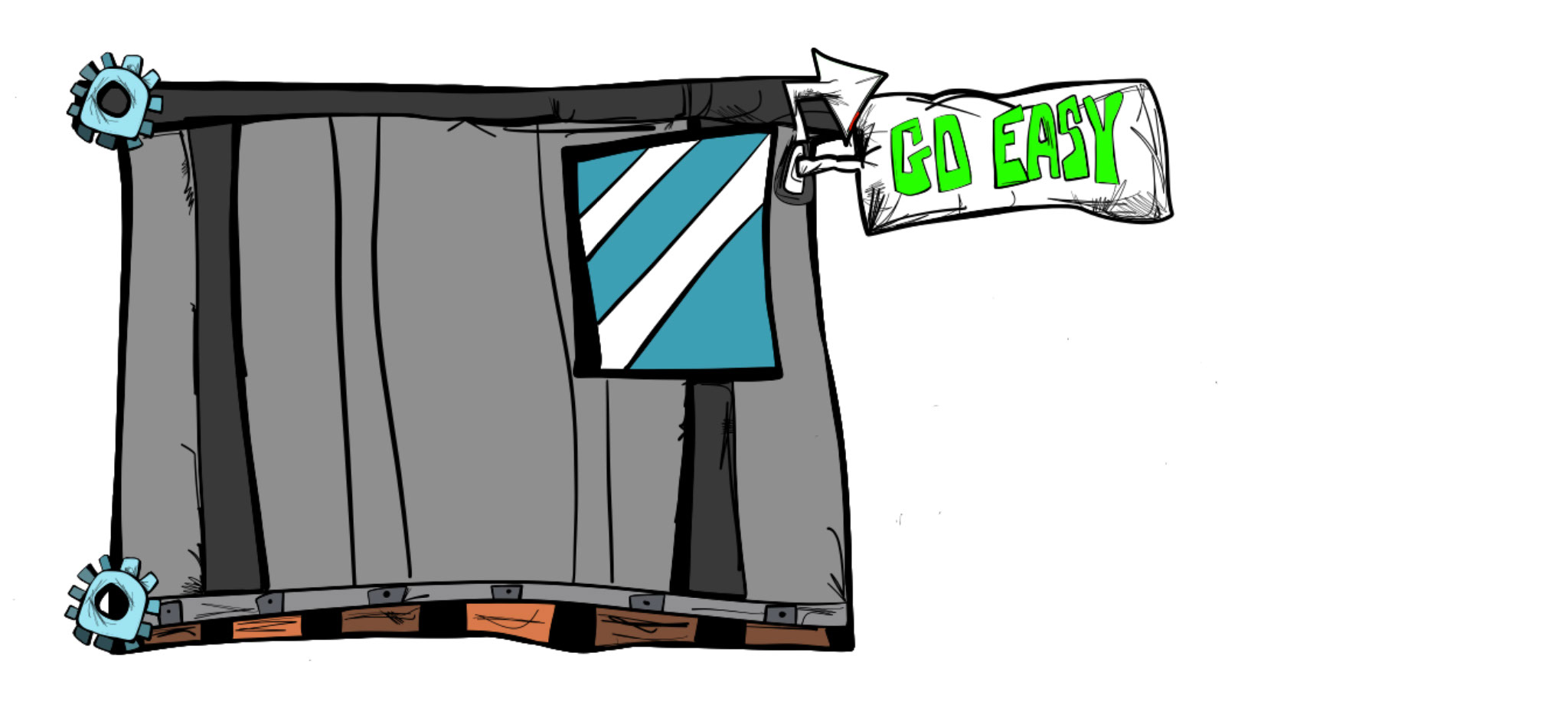 Small elevator, authored Carny Island artwork
