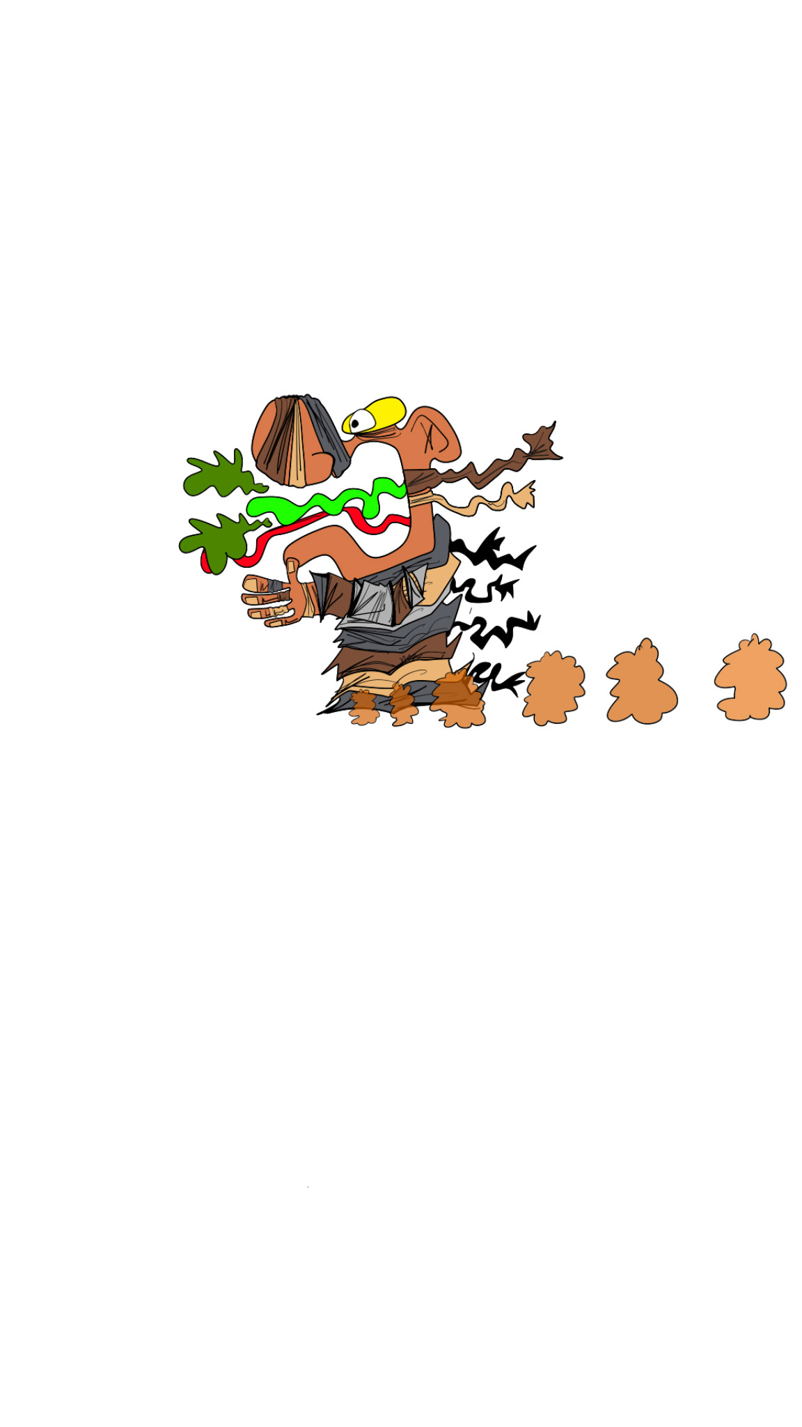 Spewing mummy, authored Carny Island artwork