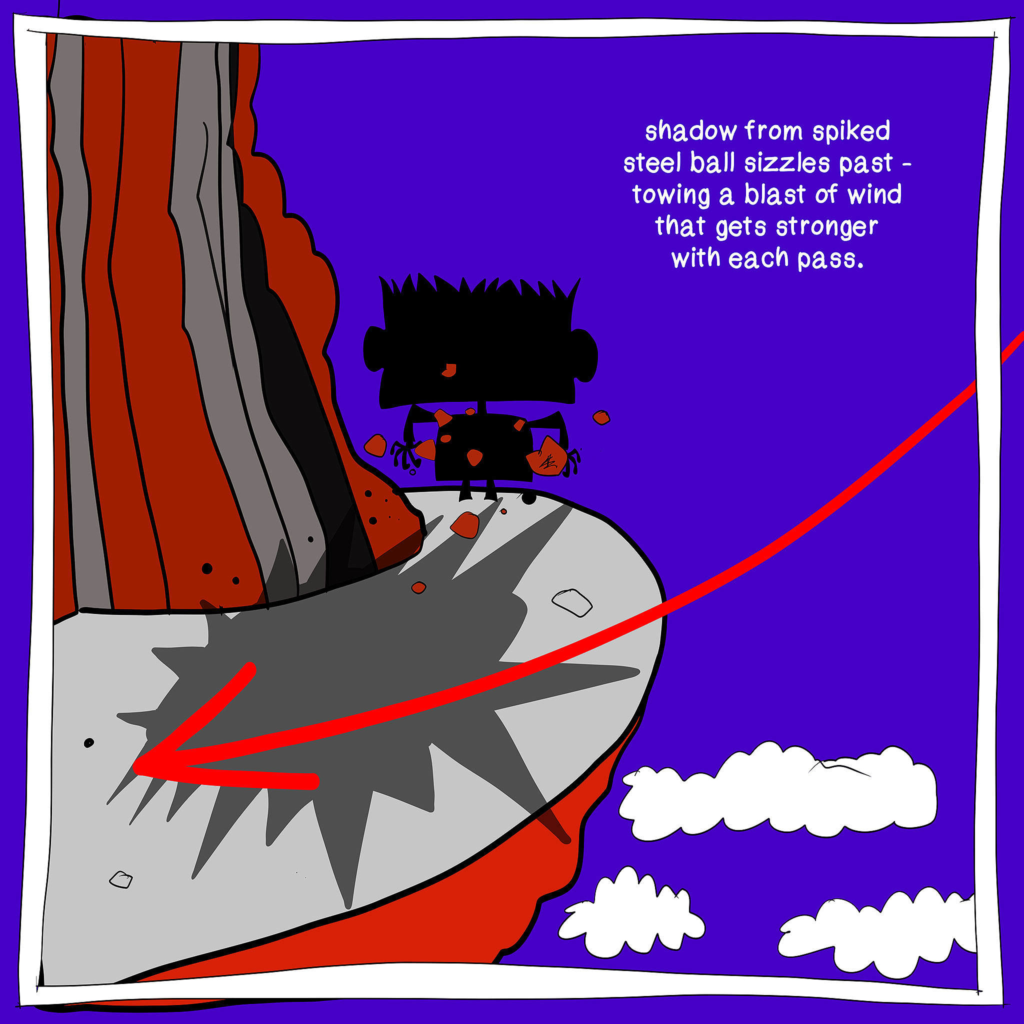 Spiked ball storyboard, authored Carny Island artwork