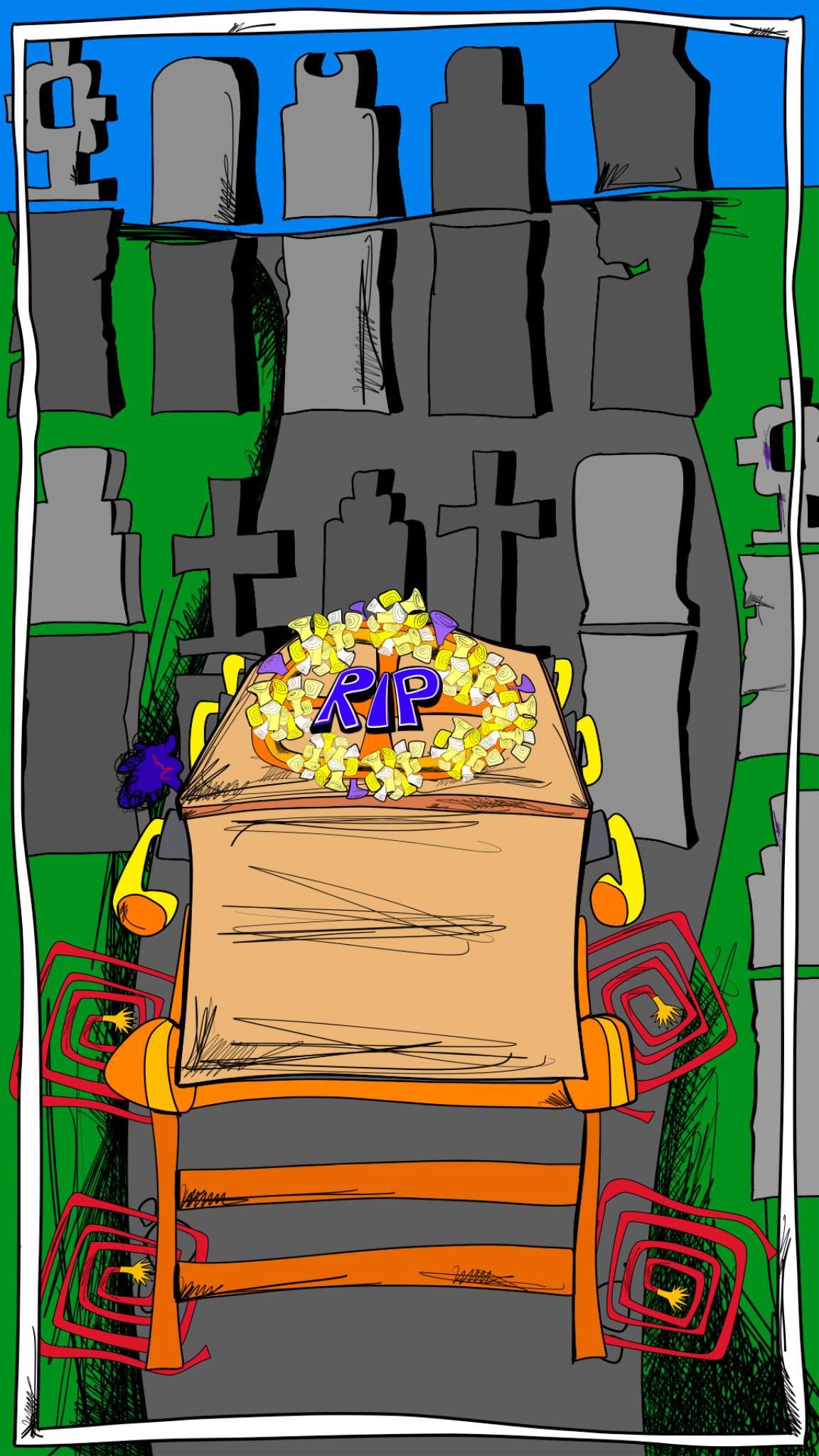 Spook escaping from box, authored Carny Island artwork