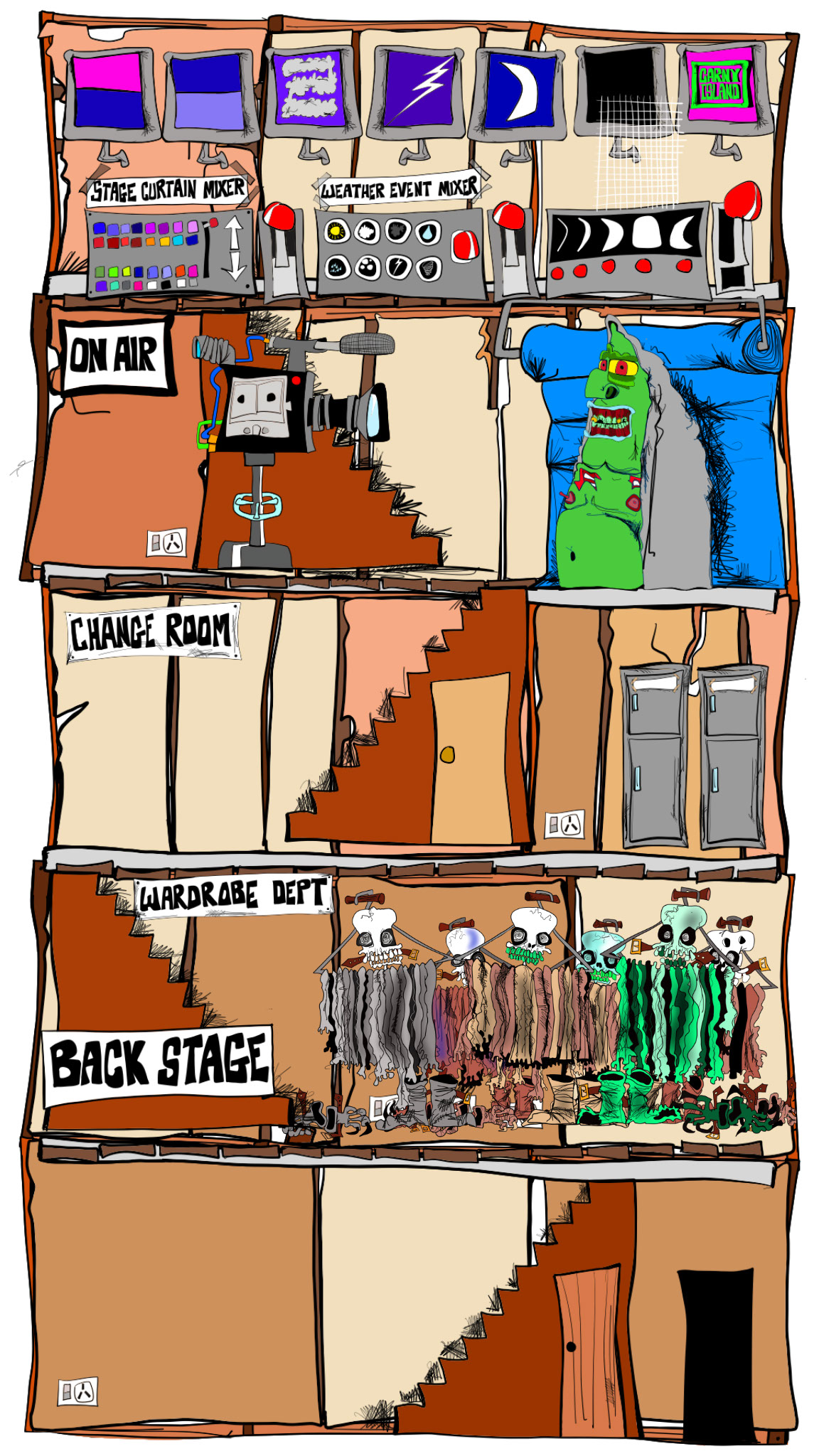 Stagewalls, authored Carny Island artwork