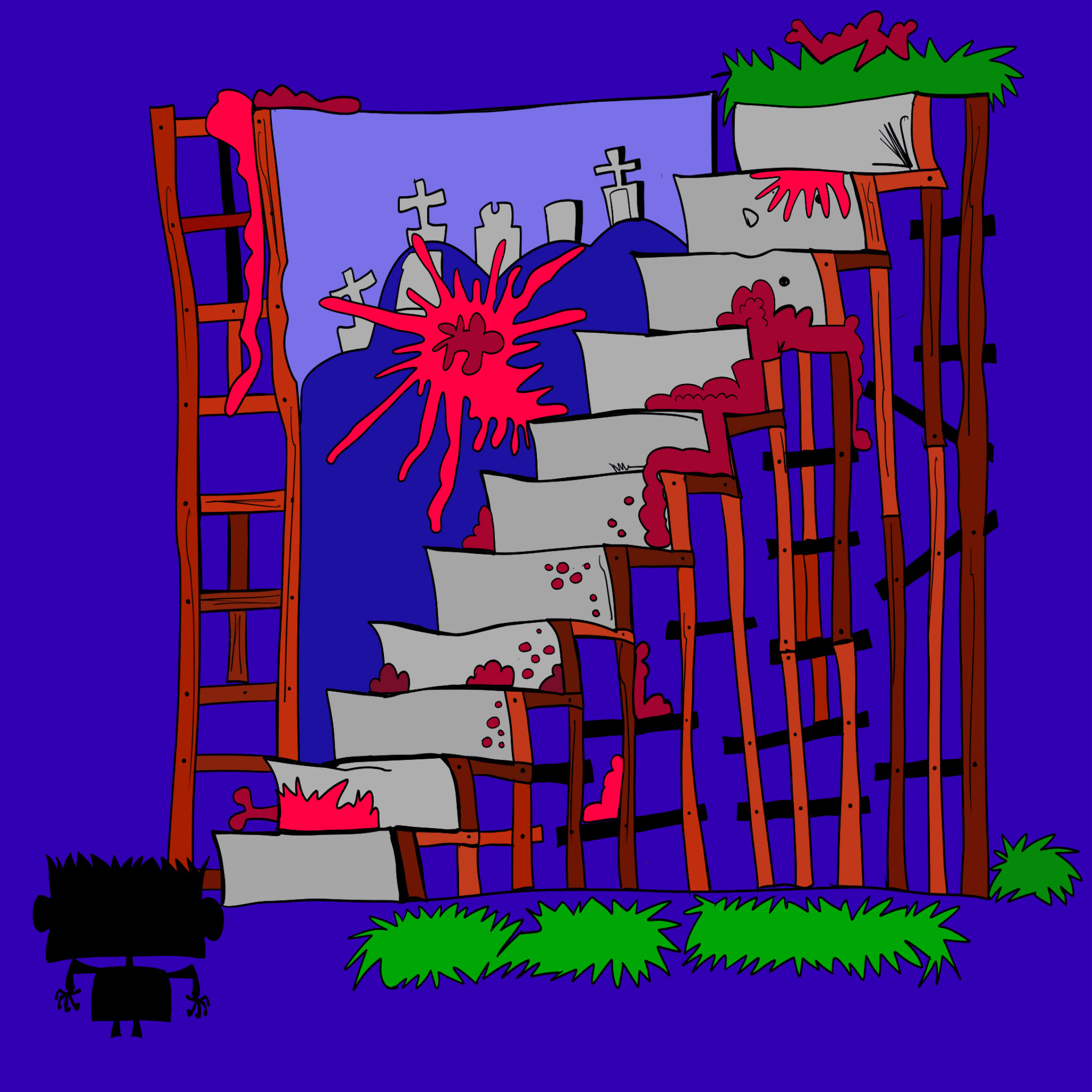 Stairs painted flats wooden supports, authored Carny Island artwork