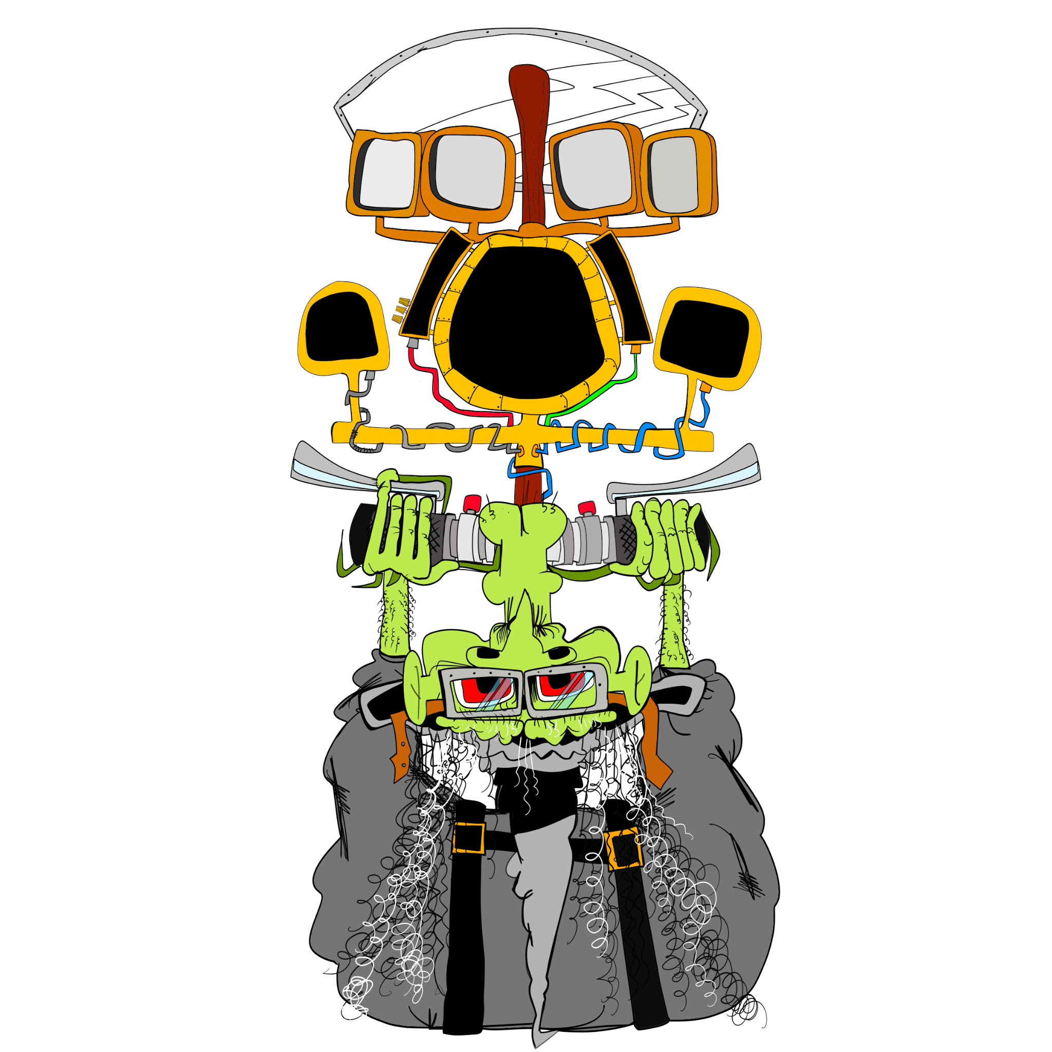 Stuka witch broom controls, authored Carny Island artwork