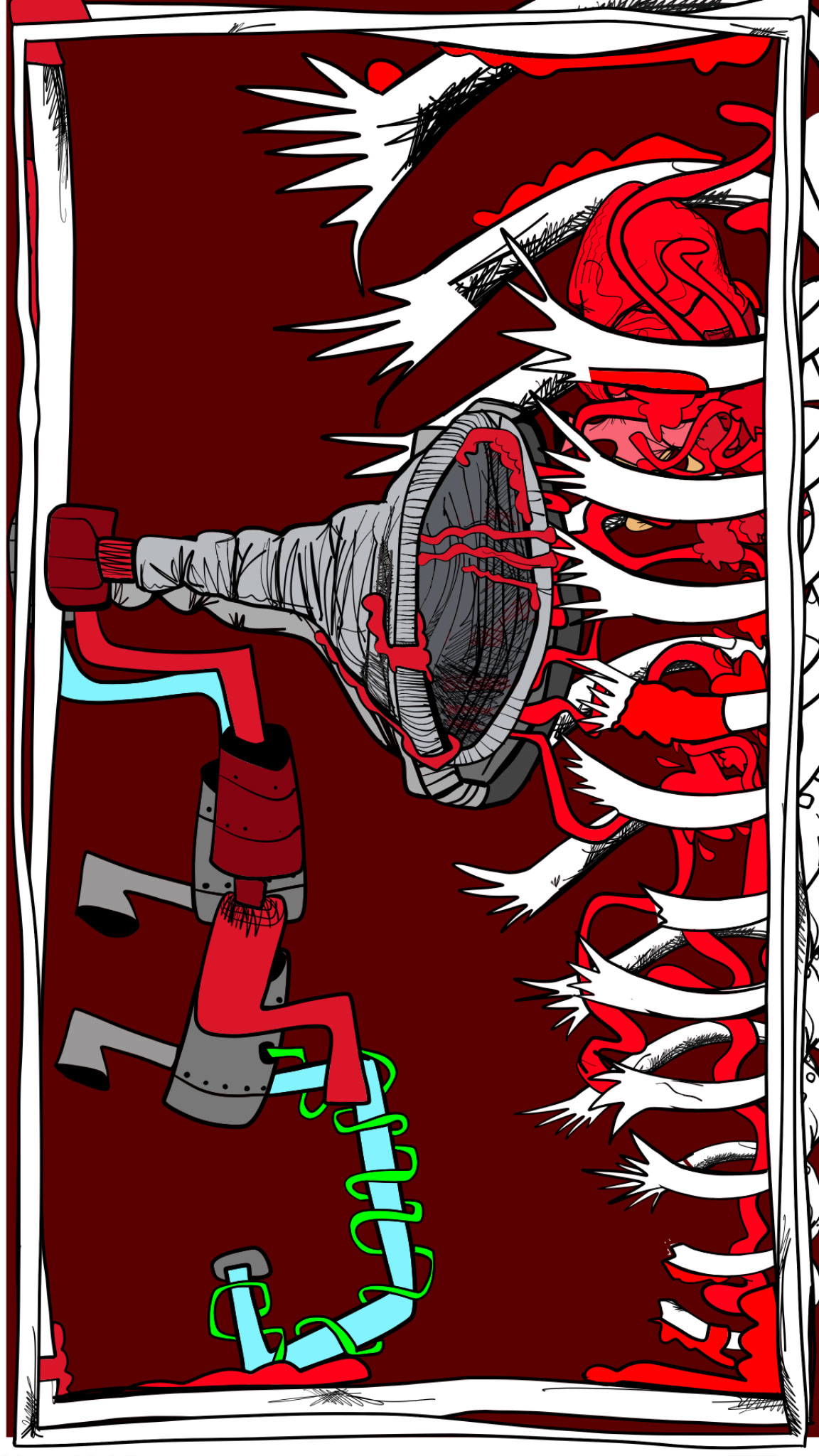 SuckerUp in action, authored Carny Island artwork