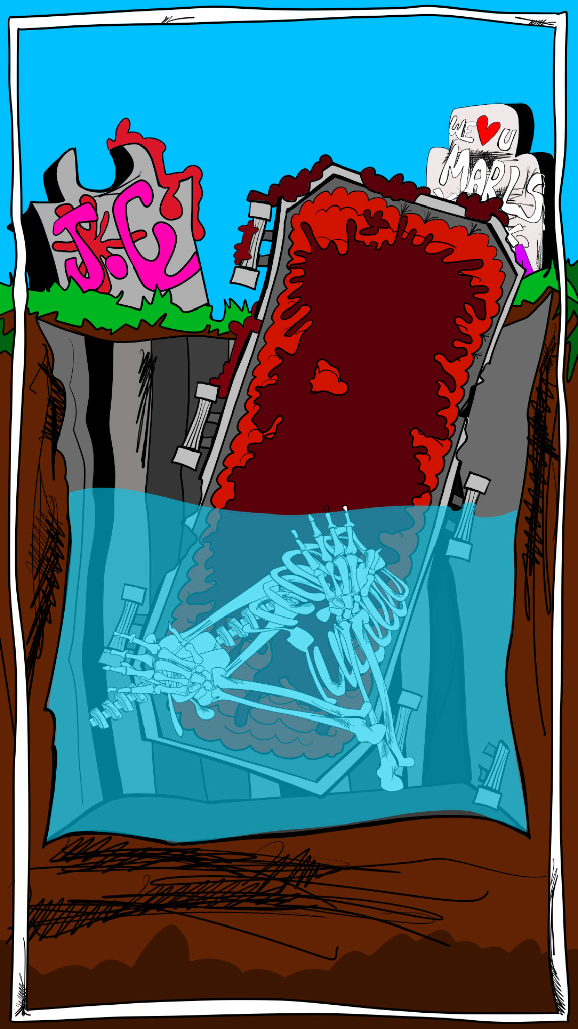 Sunken coffin, authored Carny Island artwork