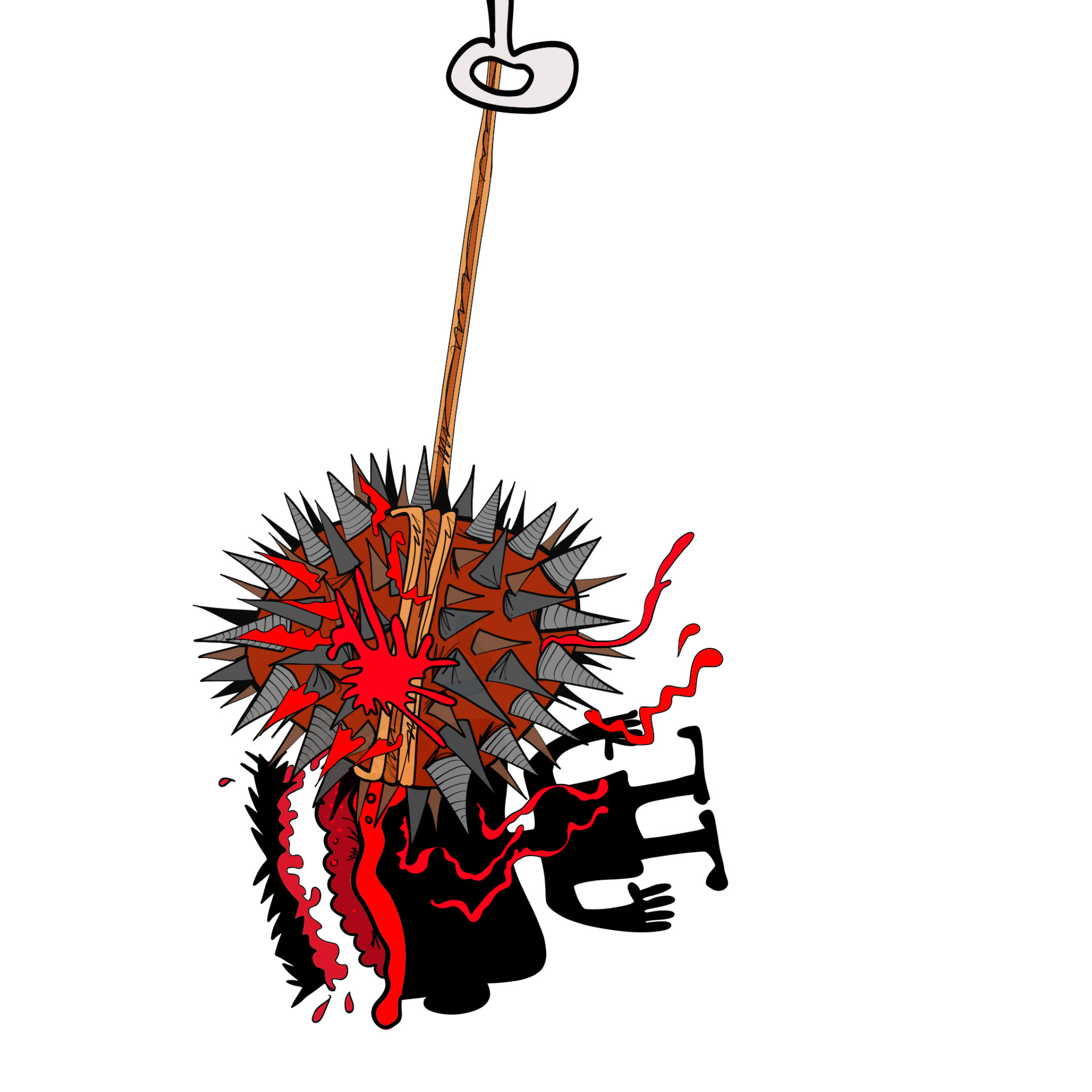Swinging spiked ball, authored Carny Island artwork