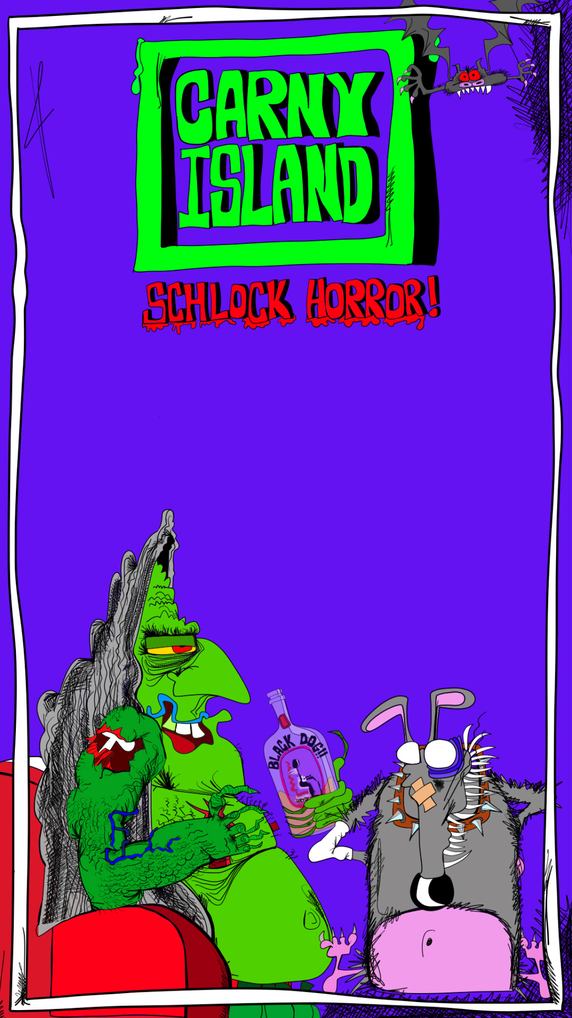 Tail board copy, authored Carny Island artwork
