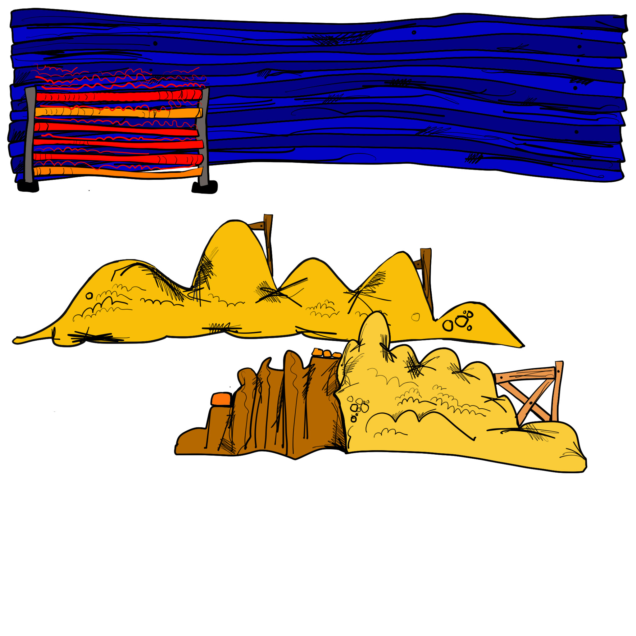 The crypt. Level decorations, authored Carny Island artwork