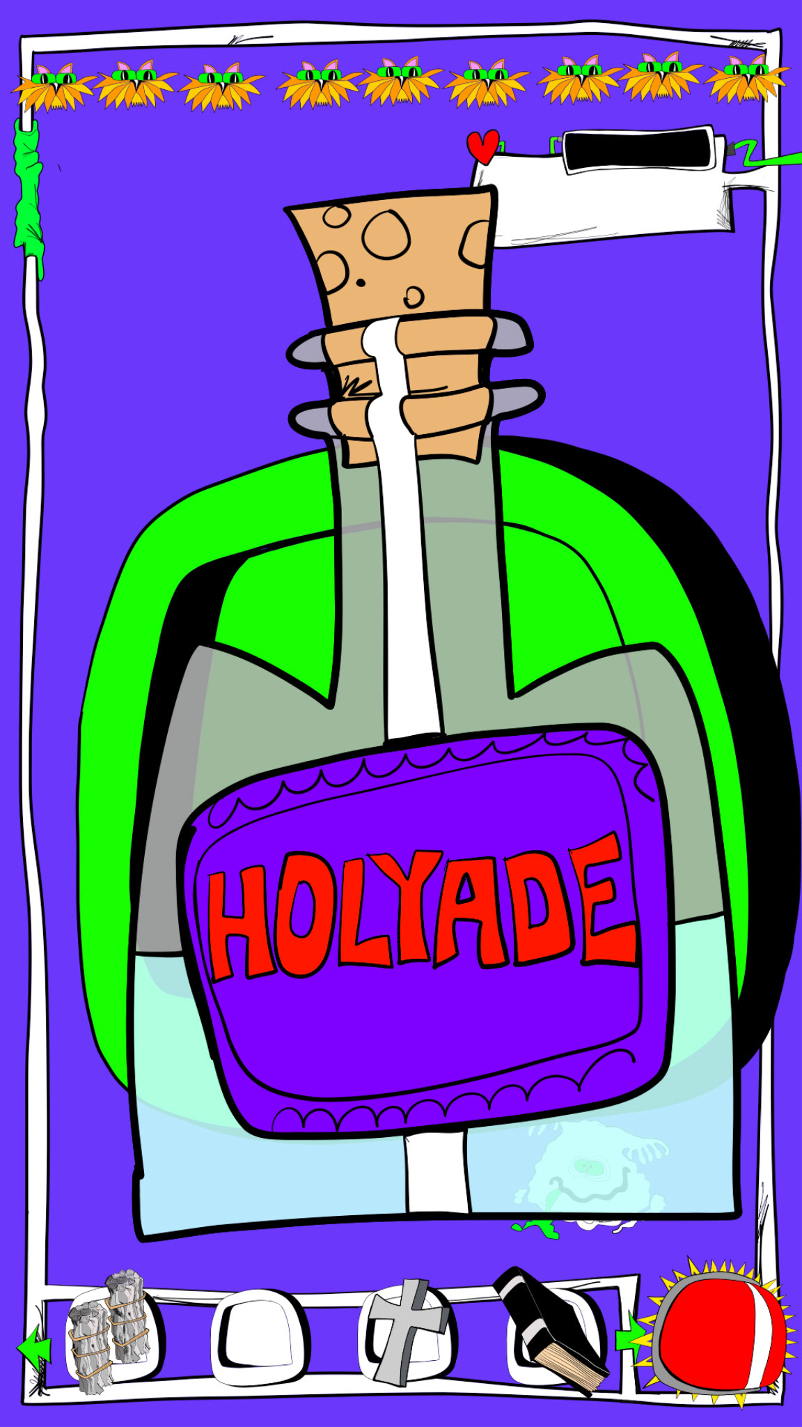 Using holyade. Holy water, authored Carny Island artwork