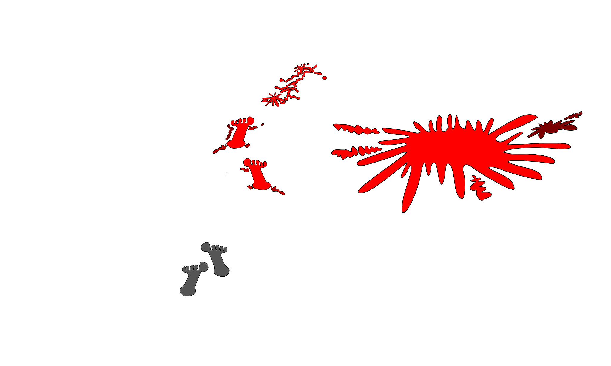 Villain footprint and blood trails, authored Carny Island artwork