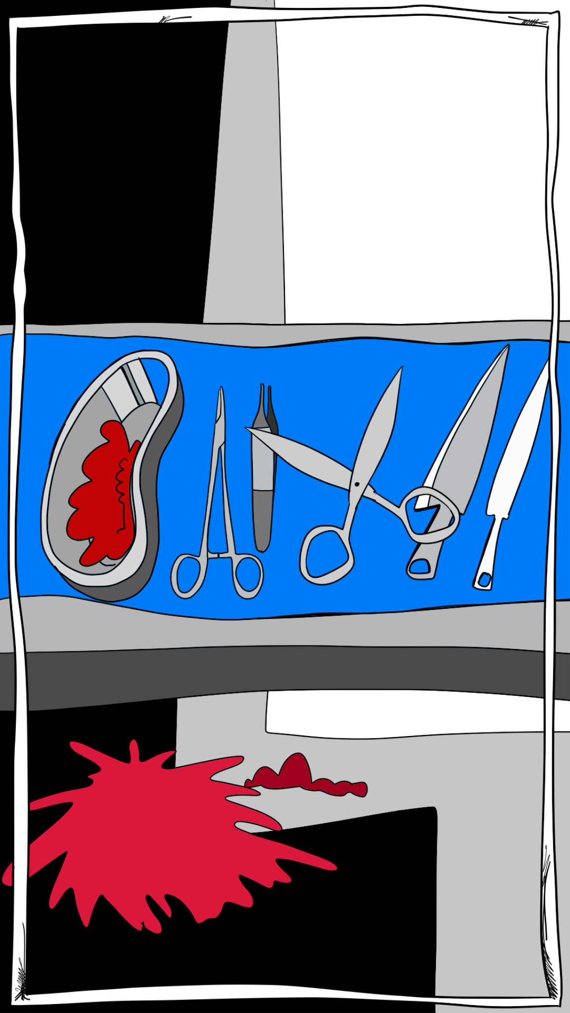 Vinnie grabs scissors, authored Carny Island artwork