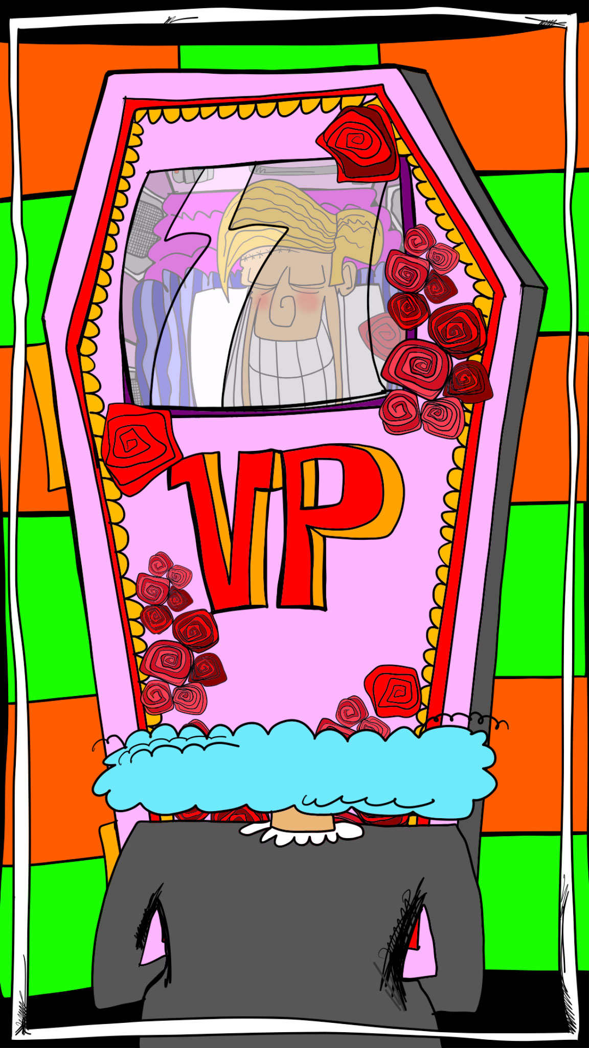 Vinnie in coffin copy 1, authored Carny Island artwork