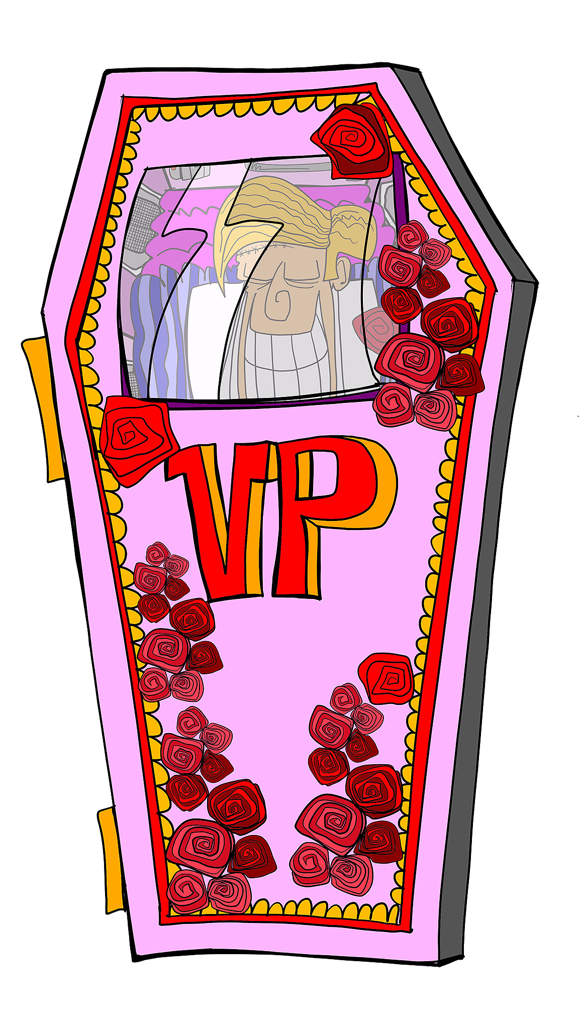 Vinnie in coffin copy, authored Carny Island artwork
